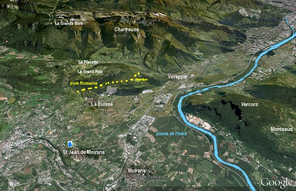 la voie romaine pour contourner la plaine marcageuse