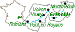 la zone d'appellation AOC noix Grenoble