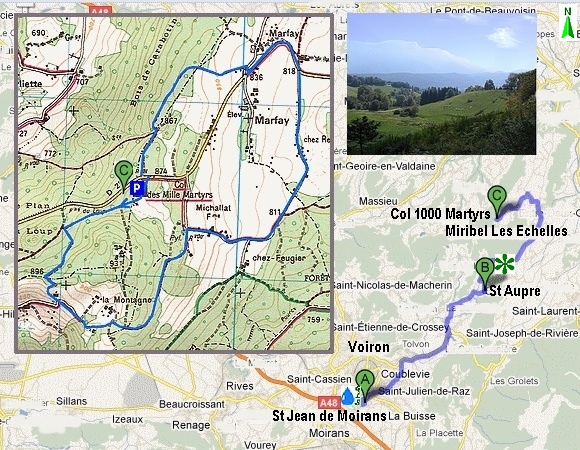 balade Col des 1000 martyrs Miribel les Echelles